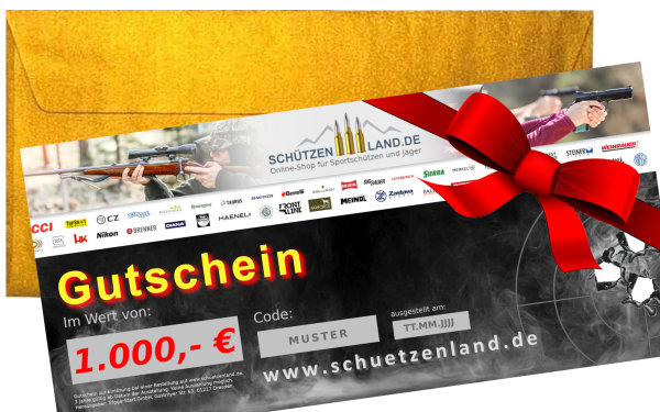 Gutschein Geschenkgutschein Überraschung für Jäger und Schützen 1000 Euro
