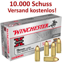 10.000 Schuss Winchester Vollmantel 8,0g/124grs. 9 mm Luger