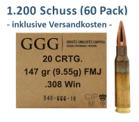 GGG .308 Win. GPX FMJ 147 grs 60 Packungen (1.200 Schuss)